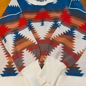 Women's Multicolor Geometric Crew Neck Sweater